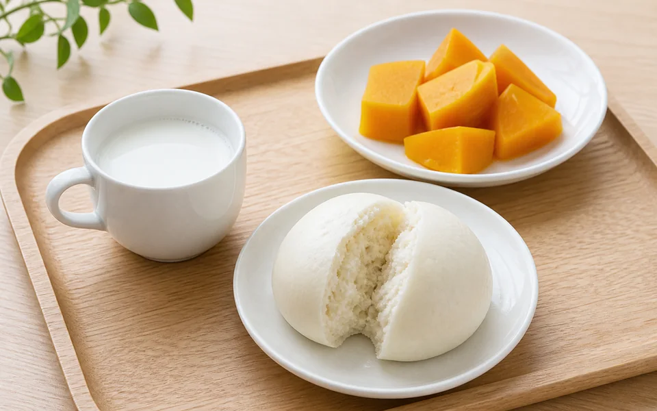 软馒头 + 牛奶 + 蒸南瓜???